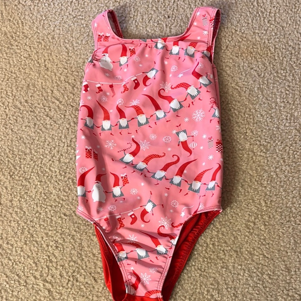 Christmas themed Girls Large gymnastics leotard